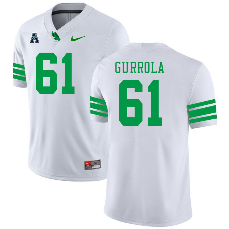 #61 Paul Gurrola North Texas Mean Green College Football Jerseys Stitched-White